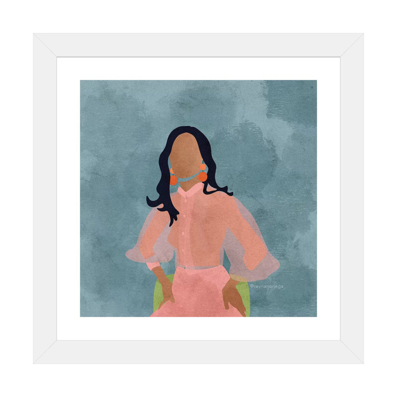 " Shaena " by Reyna Noriega, 24" H x 24" W x 1" D, White Framed Paper, White