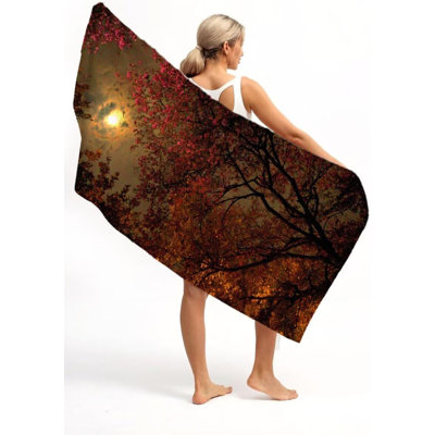 Moon Microfiber Oversized Lightweight Beach Towel XL Extra Large Tree Thin Sand Towels Travel Swim Pool Yoga Gym Camping for Adults Women Men Beach Essentials Accessories Vacation Gift, 60 x 80 in