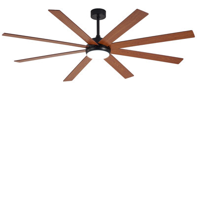 72" Ceiling Fans with Lights, Wood Grain Indoor/Outdoor Ceiling Fan with Remote APP Control, 8 Blades Dimmable Timer Reversible Quiet DC Motor 6 Speeds