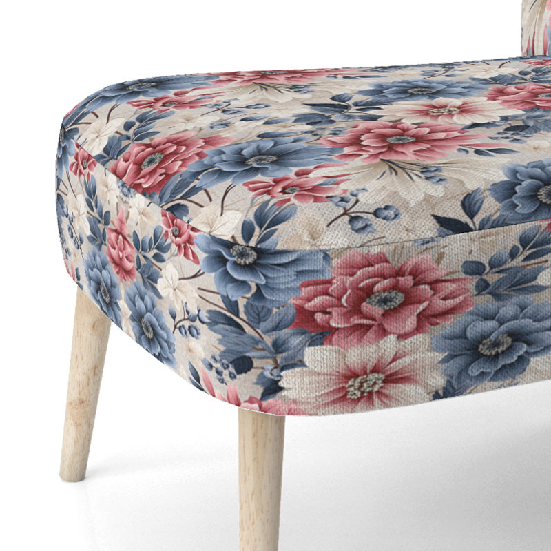 Chaise d'appoint rembourrée rose et bleue