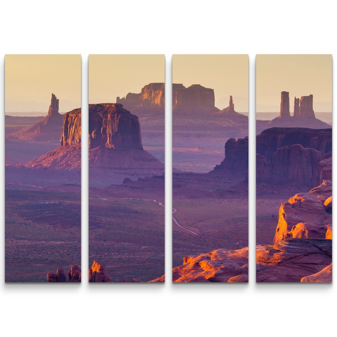 4-tlg. Leinwandbilder-Set Monument Valley bei Sonnenuntergang