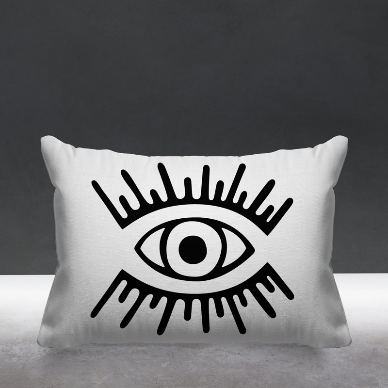 Abstract Outdoor Reversible Throw Pillow, White