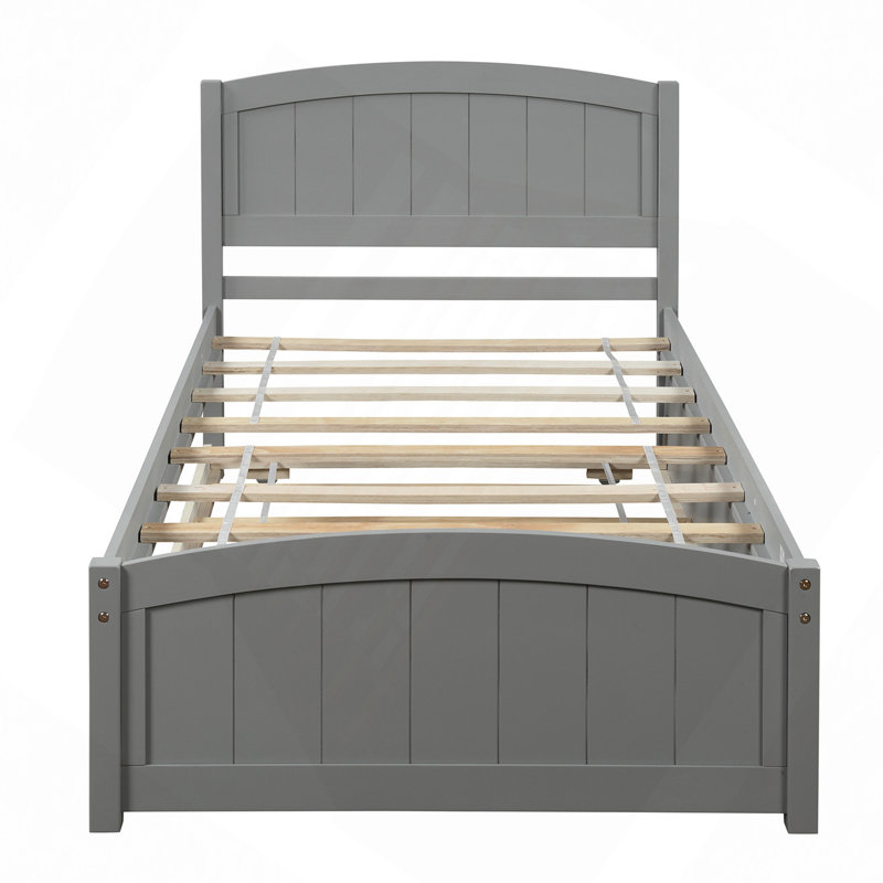 Lit moderne, lit plateforme avec lit gigogne, Gris