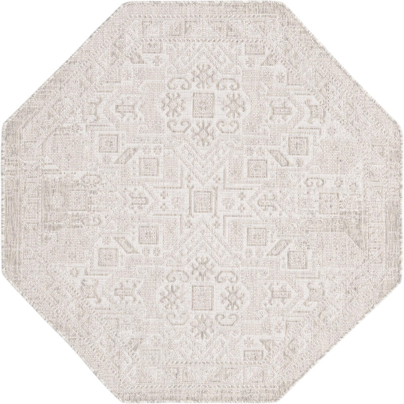 Outdoor Chand Area Rug Beige Color, Octagon 5'3"