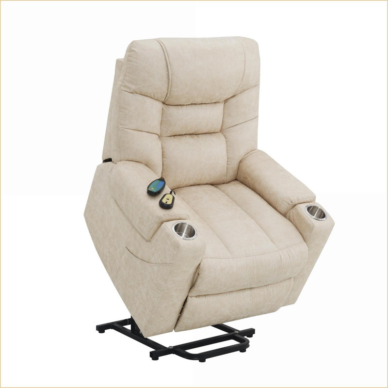 Fauteuils inclinables électriques inclinables avec chauffage, massage et amp; Porte-gobelet | Gris clair | Similicuir