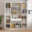 Bibliothèque 78,7 "avec portes en verre et 2 tiroirs - armoire de rangement autoportante