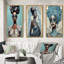 «Elegant Blue Retro Fashion African Vogue Goddess», 3 pièces sur toile-124988473-124988479