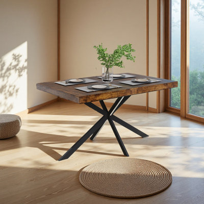 Table de salle à manger rectangulaire de 55,11 po à 70,86 po avec plateau Carole avec plaque centrale gaufrée de même couleur