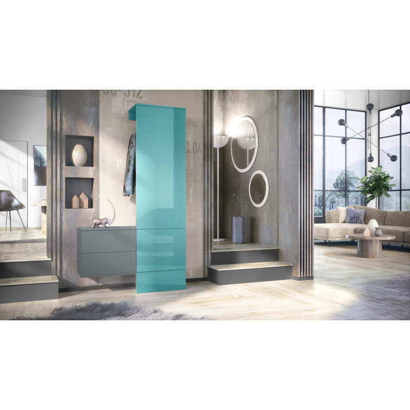 Chappa Hall Tree 105cm Wide, High-gloss petrol