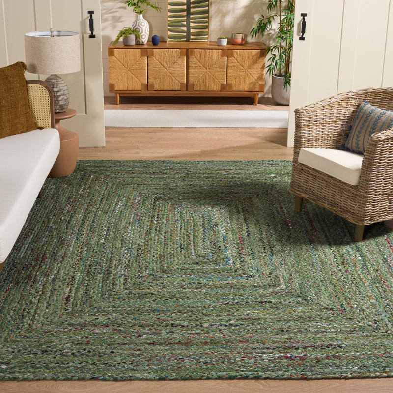 Braided Hand Woven Cotton Solid Color Indoor Rug, Rectangle 8' x 10'