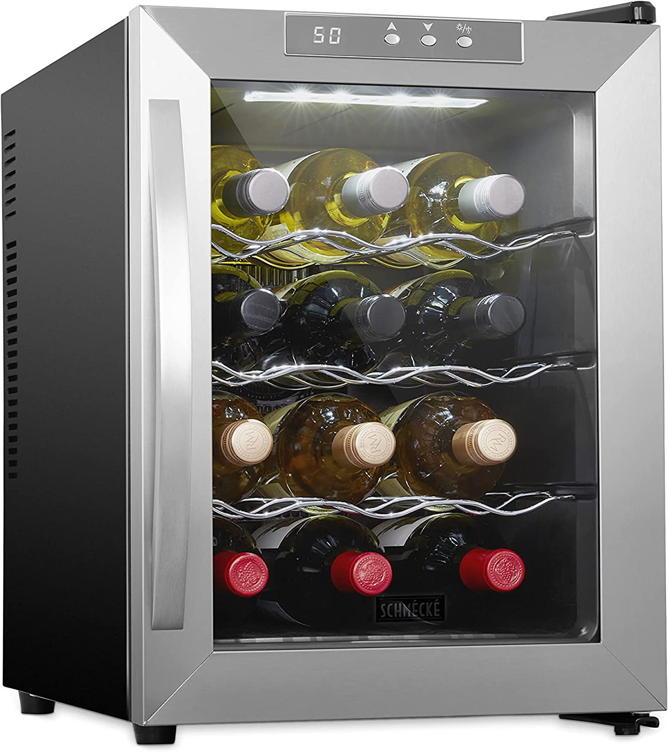 Schmecke 55-Bottle Dual Zone Freestanding Wine Cooler ,Black