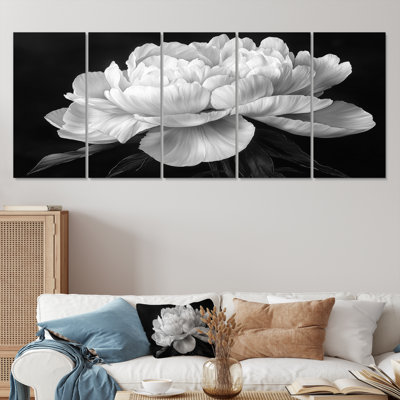 Pivoine blanche et noire Elegnce I - et - art mural traditionnel pour le salon