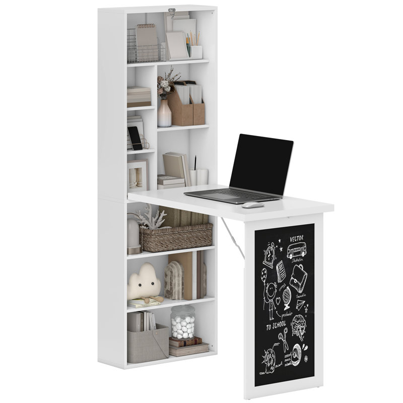 Bureau d'ordinateur pliable, bureau d'ordinateur mural, Blanc