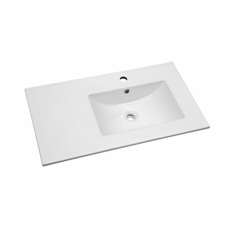 Lavabo rectangulaire pour salle de bain avec 1 trou de robinet et trop-plein