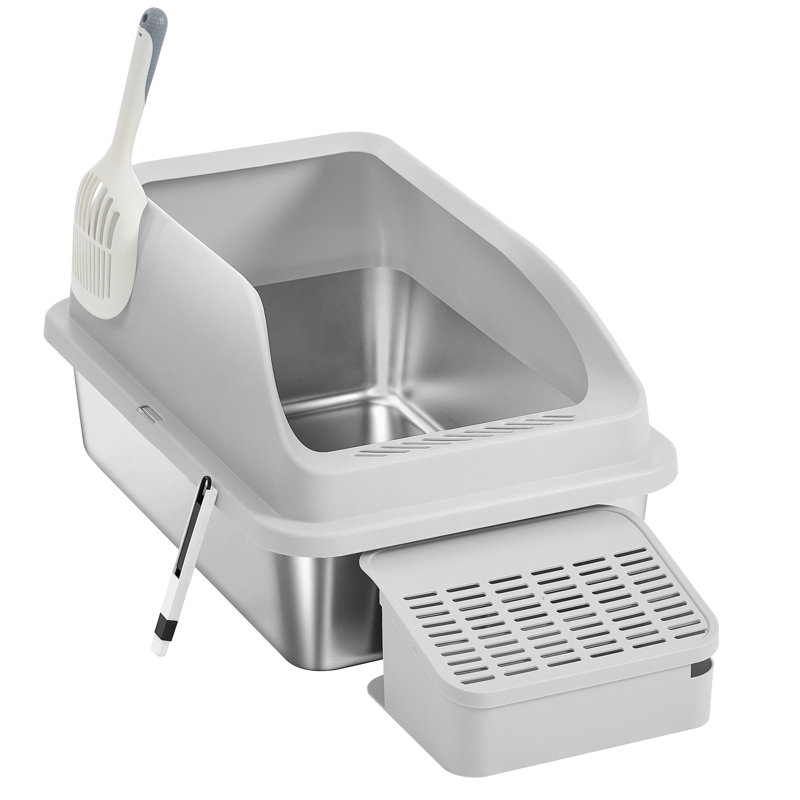 Litter Box with Scoop, Dove Grey