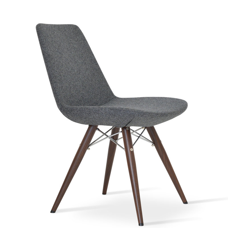 Eiffel MW Genuine Leather Upholstered Dining Chair, Natural Tubes/Chrome Wires, Green Leatherette