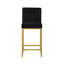 Tabouret à hauteur de comptoir moderne en velours avec dossier complet - ensemble de 2, noir / or-130022061-130022064