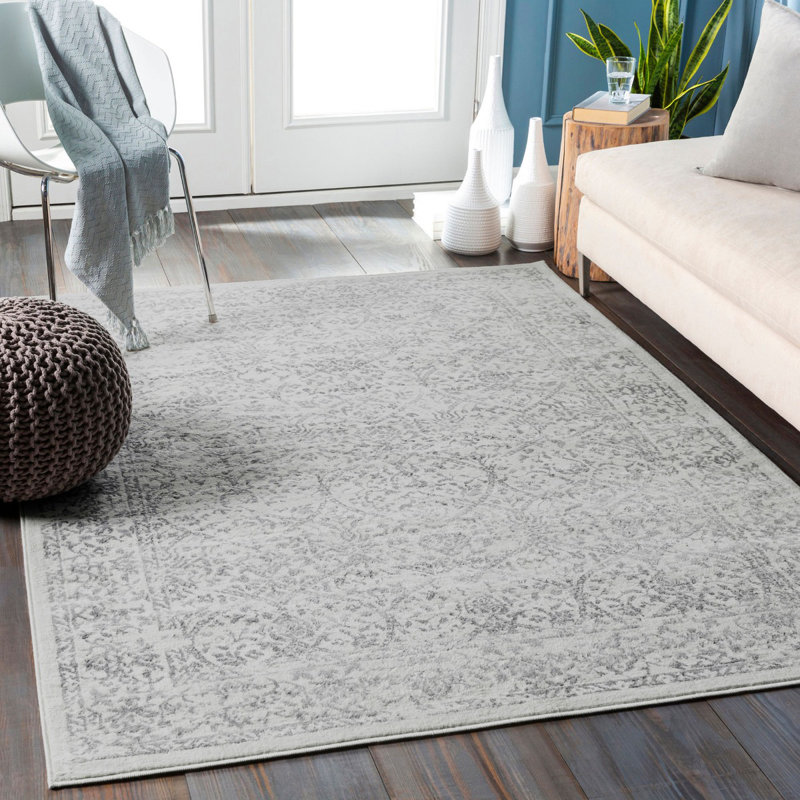 Traditional Rug, Bordered Floral Stain Resistant Easy to Clean Rug For Living Room, Dining Room, Bedroom