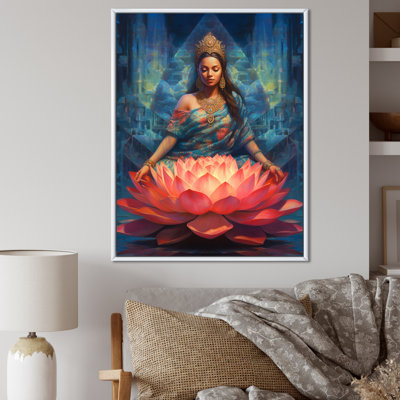 " Blue Red Yoga Lotus Woman "