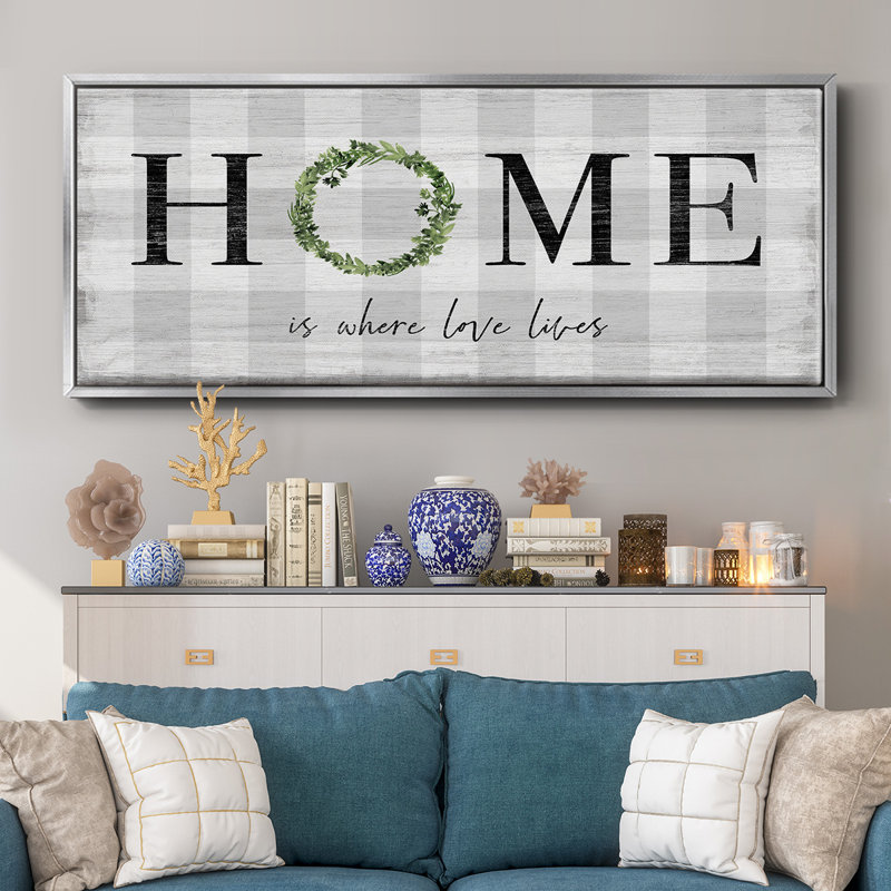 Where Love Lives- Framed Canvas, 12" H x 30" W