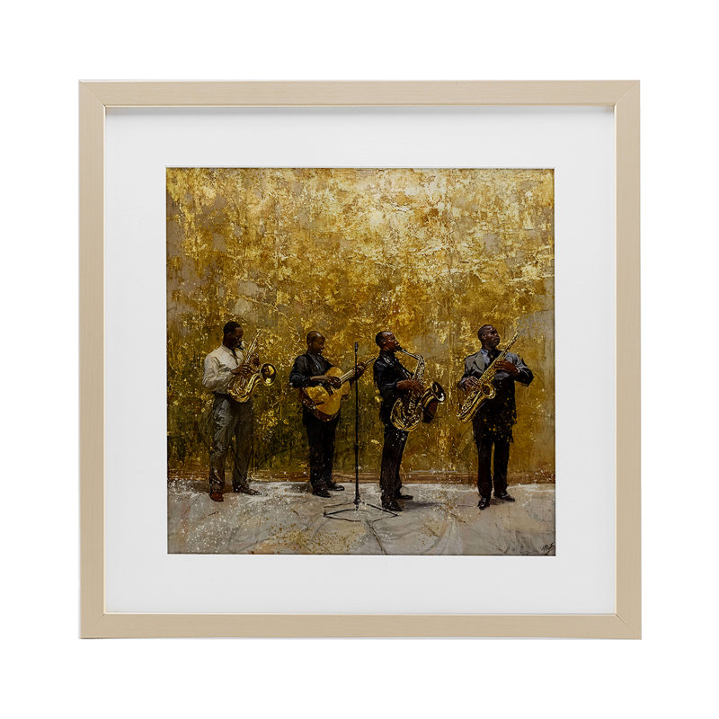 Golden Era Jazz Musisans, reproduction encadrée sous verre, conception de Marta Wiley, H 16 po x l 16 po