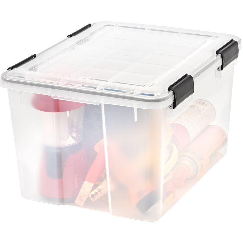 IRIS 46 Qt./11.5 Gal. Weatherproof Storage Tote, 11.75" H x 15.75" W x 19.7" D, Clear, Set of 6
