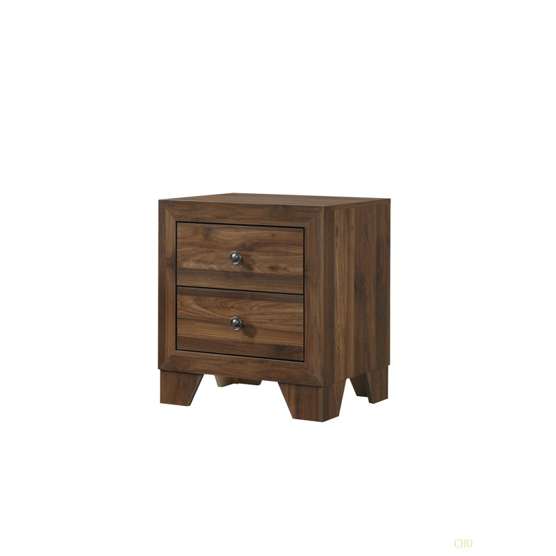 Table de chevet transitionnelle 1Pc 2 tiroirs avec quincaillerie de chambre en métal