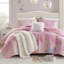Ensembles de literie rose moderne, courtepointe en microfibre 4 pièces pour une maison confortable