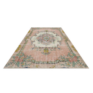 Oriental Handmade Hand-Knotted Rectangle 8'4'' x 10'3'' Wool Area Rug in  Light Pink/Gray/Red