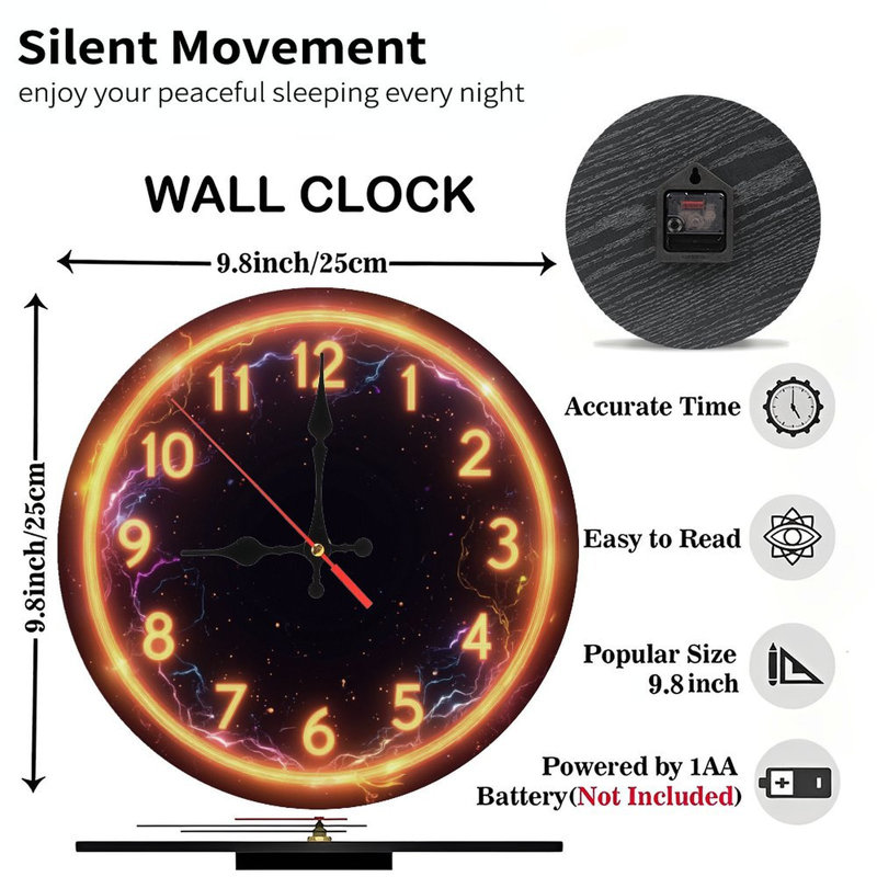 Horloge de style néon avec éclair