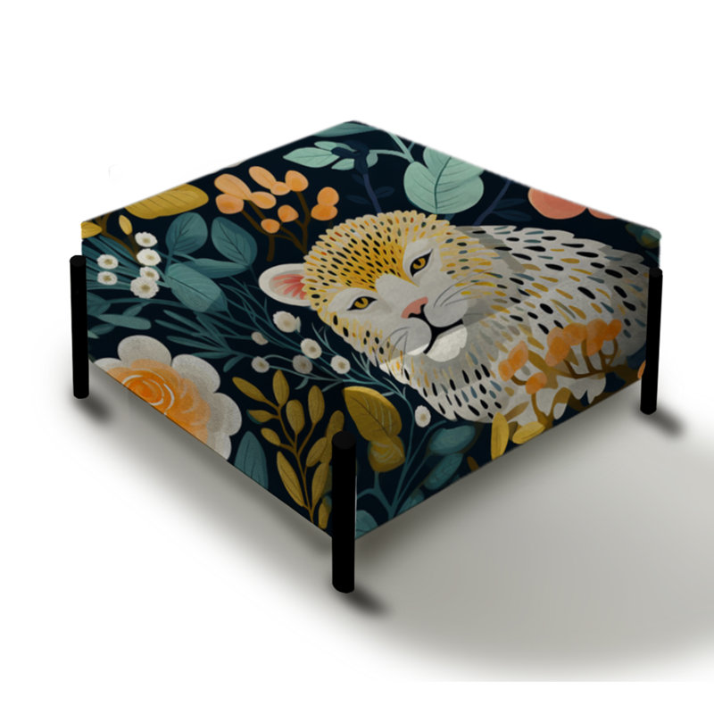Daughtrey Savoy Boho Safari Leopard - Animal Print Large Square Ottoman
