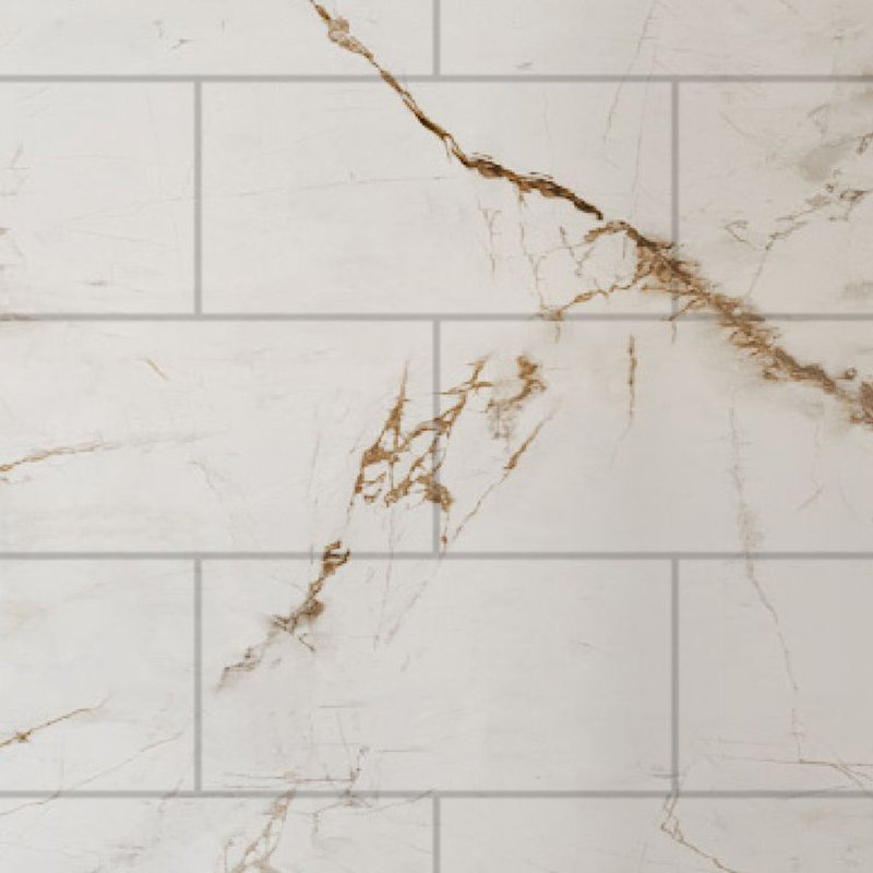 Tranoslid Prodigy Plus 60-in x 36-in x 84/12-in Shower Wall Kit, Lustrous Gold (8-in x 16-in Horizontal Tile Pattern with Stone Color)