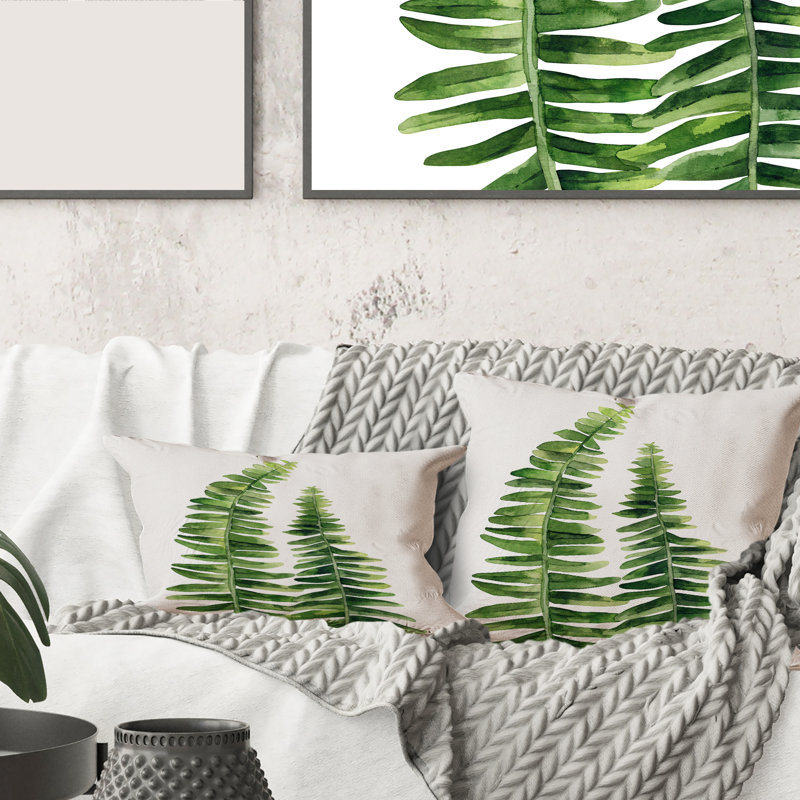Rectangle, détail de feuilles de fougère - coussin décoratif imprimé campagne
