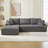 106"W Modern Sectional Sofa, L-Shaped Sofa With Chaise Lounge, Corduroy Fabric, Space-Saving, Convertible Compression Sleeper Sofa-1959623562-1959623560