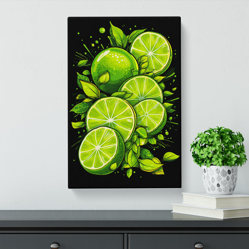 Lime Fruit Line - Wrapped Canvas, 76cm H x 50cm W x 3cm D