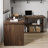 Nut-brown L-Shaped Solid Wood Executive Desk with drawers desk-765289130-765289128