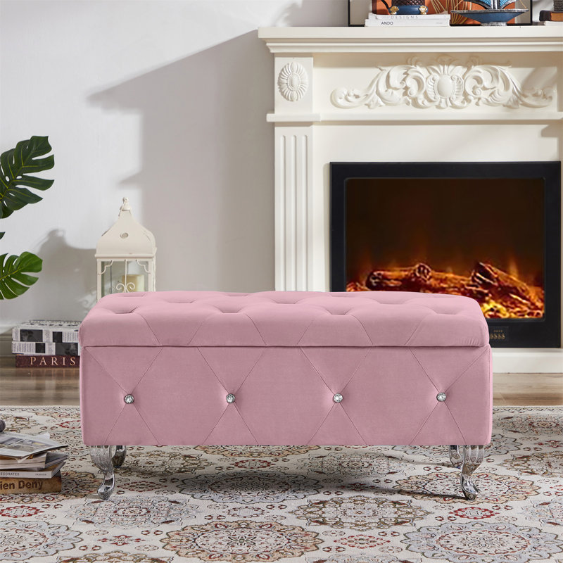 Storage Ottoman Bench, Pink