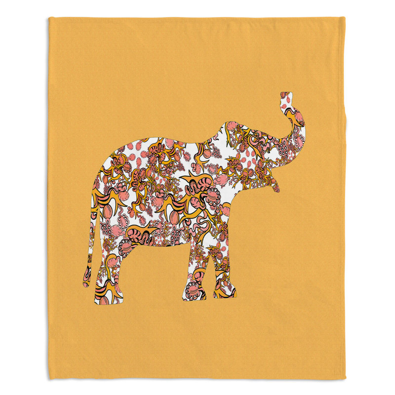  Jeté à rubans éléphant, l 68 po x L 80 po, Tangerine / Orange