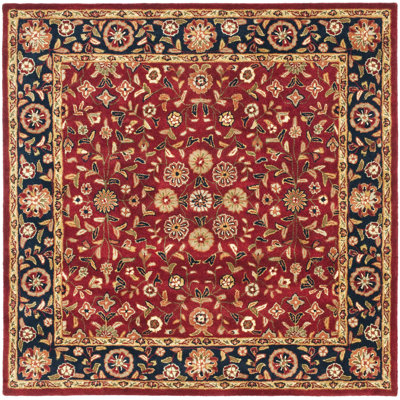 Tapis rouge / bleu marine en laine touffeté à la main Cranmore