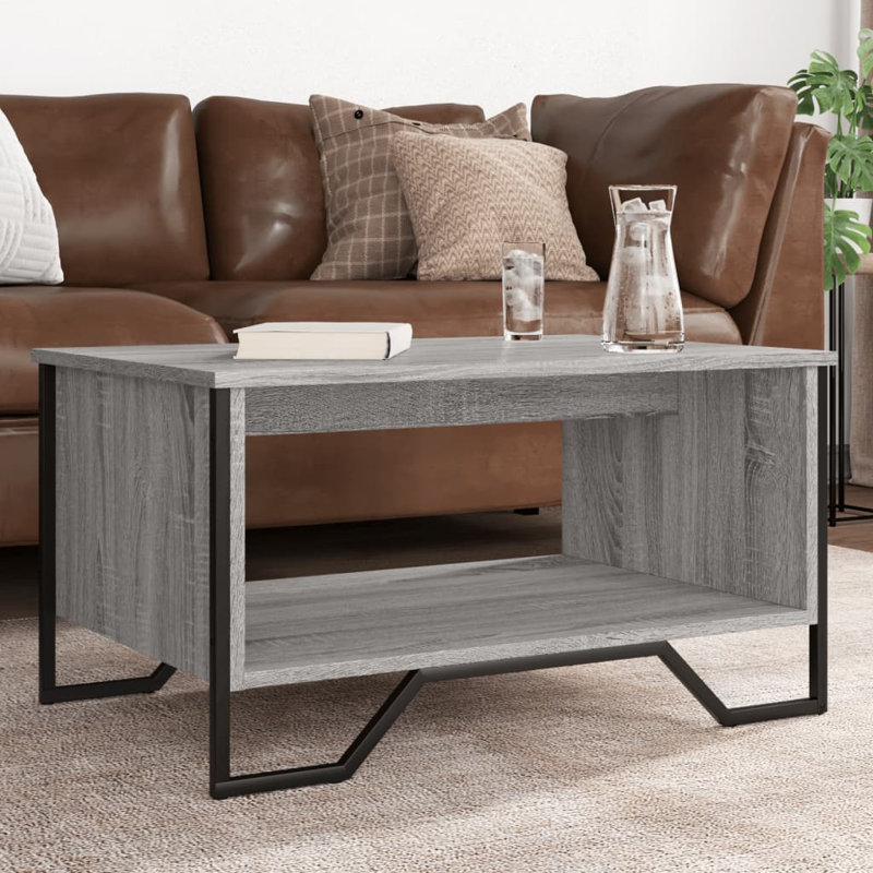 Akkie Coffee Table with Storage, 40cm H x 75cm L x 51cm W, Black, Black