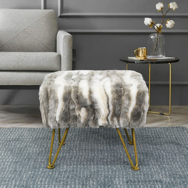 48.3cm Wide Rectangle Abstract Standard Ottoman, Grey