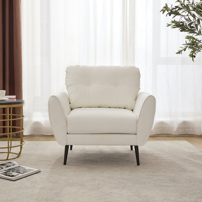 Corvo Faux Leather Armchair, White Faux Leather