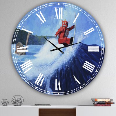Surfer Joe - Large Modern Wall Clock -  East Urban Home, 26D6F3549EF9470BB8CB1B0E7618D937