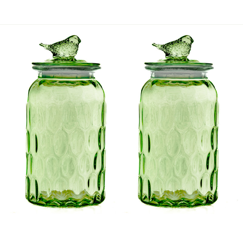 Boîte pour 10 oiseaux en verre texturé Strawberry Street, Sauge alvéolée, 44 onces