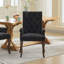 Chaise de salle à manger rembourrée en tissu de chenille, pieds courbés en bois massif, élégante chaise de salle à manger capitonnée pour salle à manger, paquet simple, noir-1324599989