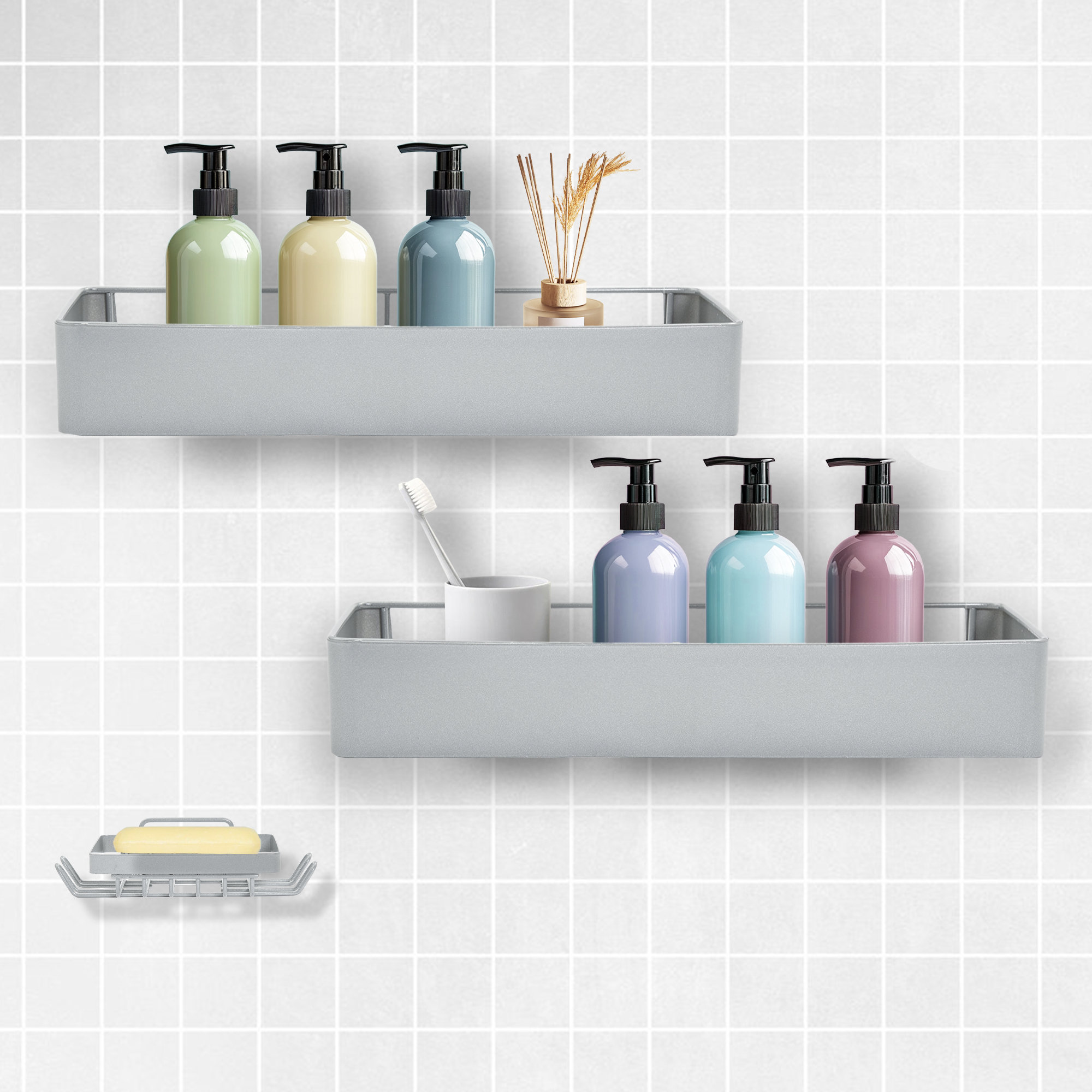 Rebrilliant Shower Caddy, Adhesive Bathroom Shower Organizer And ...