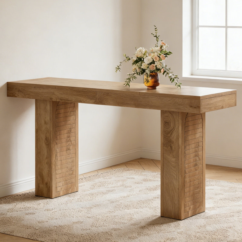 Table de bar moderne 70,9 po - hauteur comptoir, sièges 4-6, Marron clair