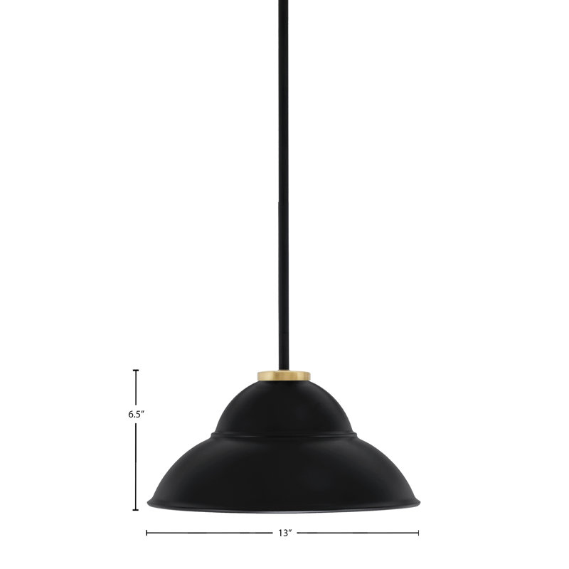 Luminaire suspendu à 1 lumière Amarmula, noir mat et laiton vieilli, abat-jour en métal à double bulles 13 po noir mat, Noir