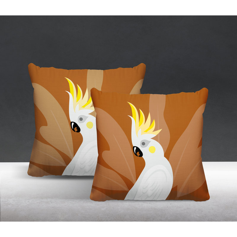 Coussin intérieur / extérieur Catoo Bird, L 17 po x H 17 po, Orange brûlé