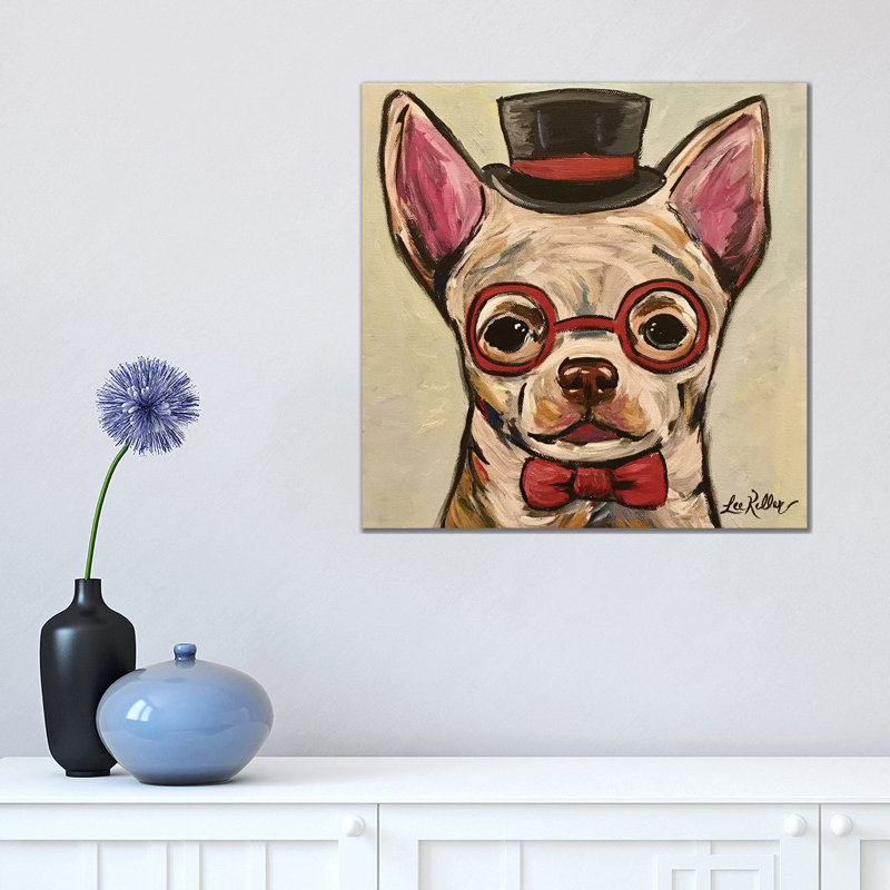 Chihuahua With Glasses by Hippie Hound Studios - Wrapped Canvas Print, 45.72 cm H x 45.72 cm W x 3.175 cm D